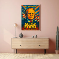 Gerald Ford 38th President of the United States Colorful Comic Book Style Poster