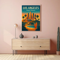 Los Angeles Dreamscape Vintage Travel Poster Art