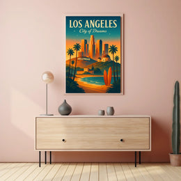 Los Angeles Dreamscape Vintage Travel Poster Art