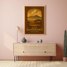 Kilimanjaro Tanzania Vintage Travel Explorer Poster