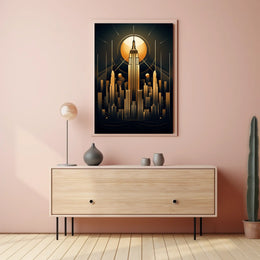 Empire State Art Deco New York Travel Poster
