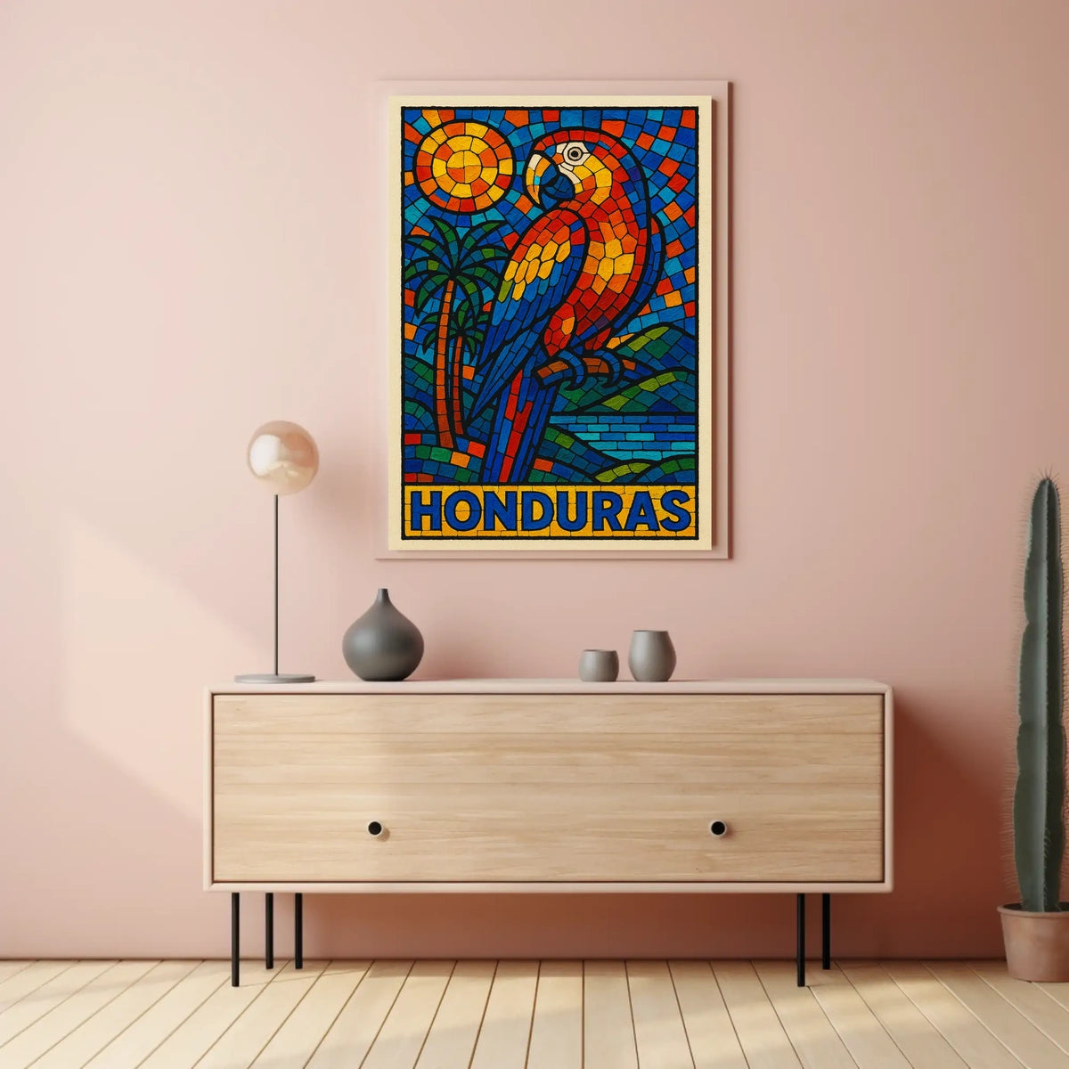 Honduras Vibrant Parrot Mosaic Poster