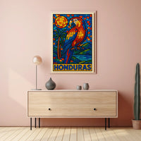 Honduras Vibrant Parrot Mosaic Poster