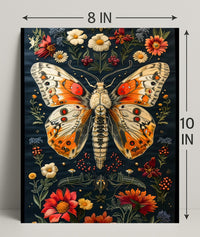 Vibrant Butterfly and Botanicals Artistic Poster