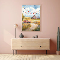 Vintage Pickup Truck Abstract Art Print Wall Decor Poster