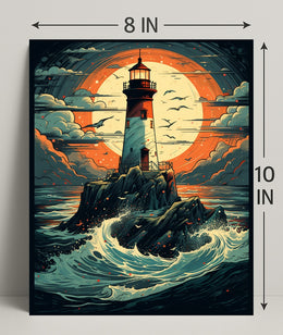 Lighthouse At Sea Poster PosterGoat