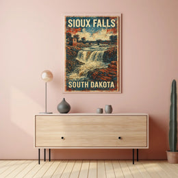 Sioux Falls Scenic Nostalgic Travel Art Deco Poster