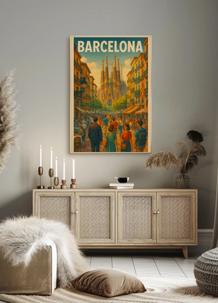 Barcelona Sagrada Familia Street Travel Poster