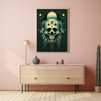 Skull Fusion with Cosmic Patterns Fantasy or Mythology Poster PosterGoat