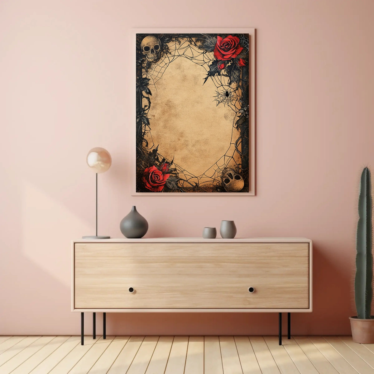 Gothic Skulls and Roses Artistic Pop Culture Poster