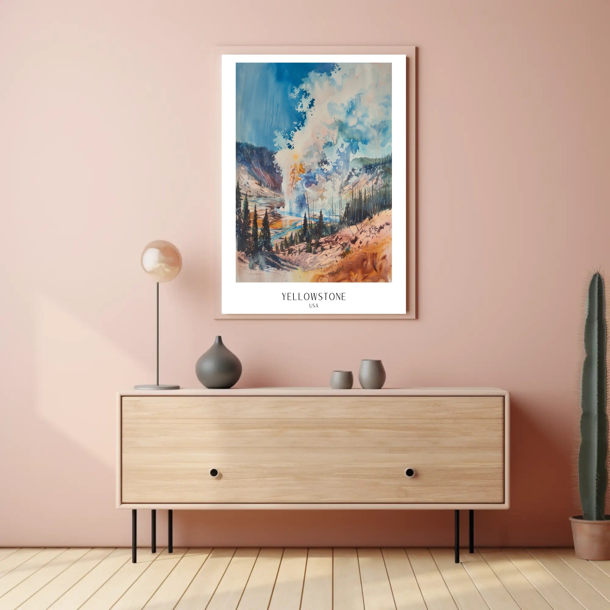 Yellowstone Watercolor Poster Wall Art Print