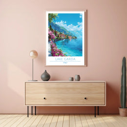 Lake Garda Vibrant View Italian Travel Poster
