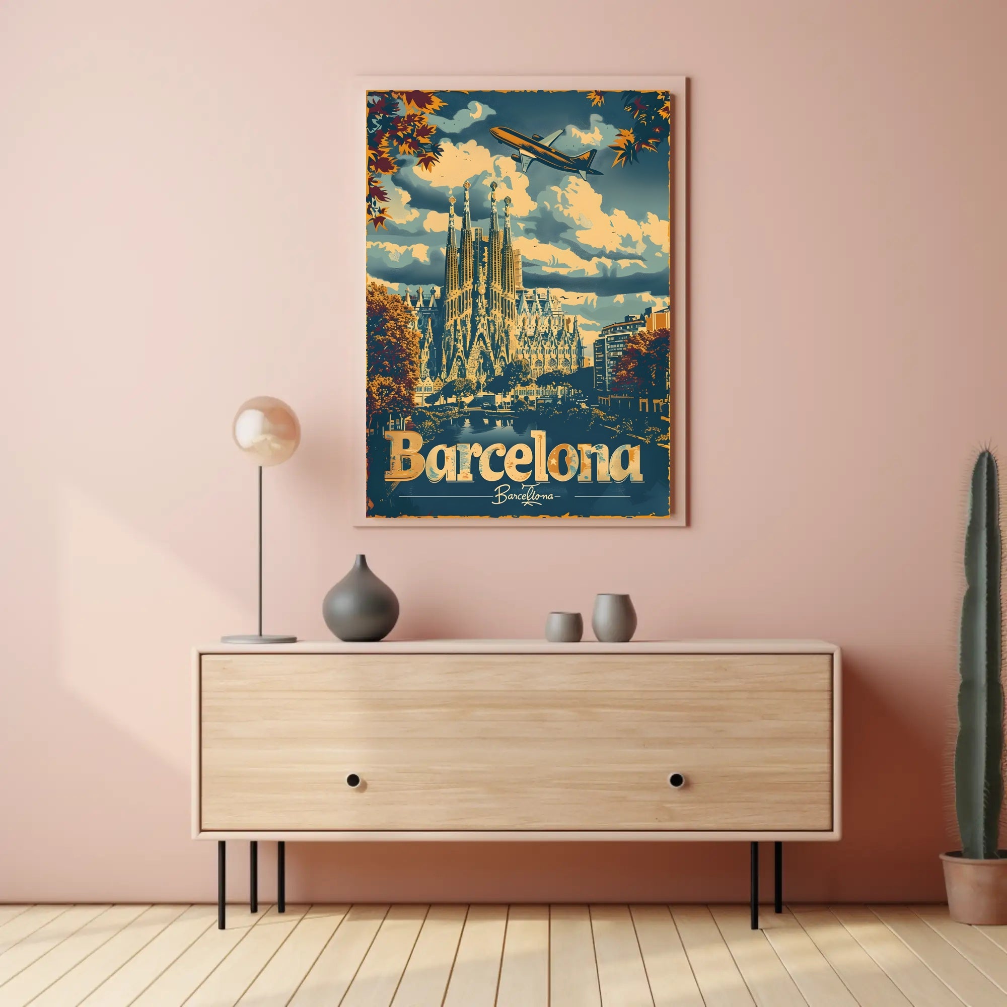 Barcelona Travel Poster Inspired by Retro Adventure and Exploration