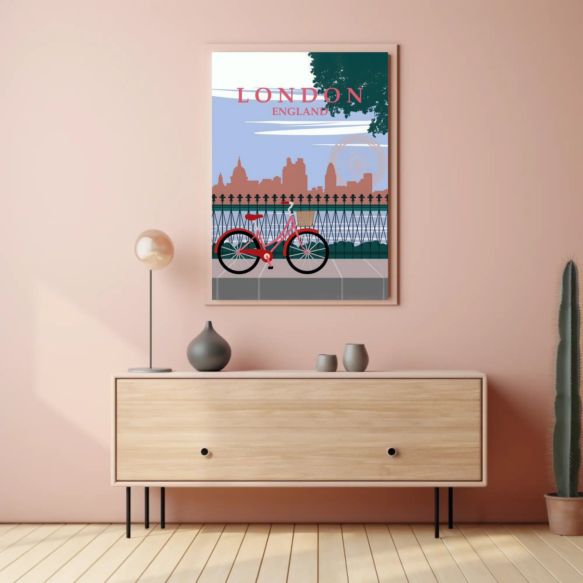 London Cityscape Silhouette: Bold Lettering Travel Poster