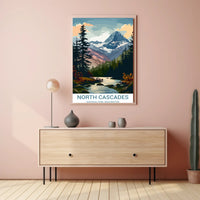 North Cascades Vintage Landscape Art National Park Poster