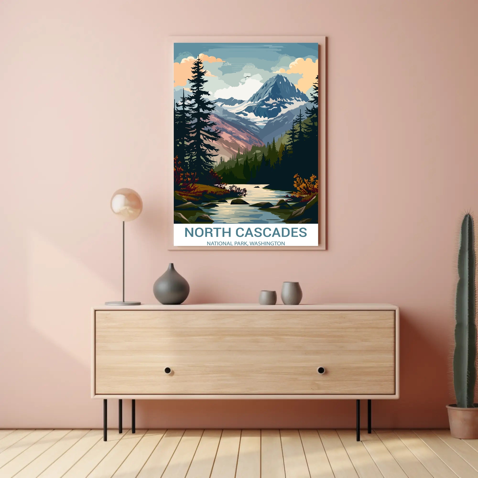 North Cascades Vintage Landscape Art National Park Poster