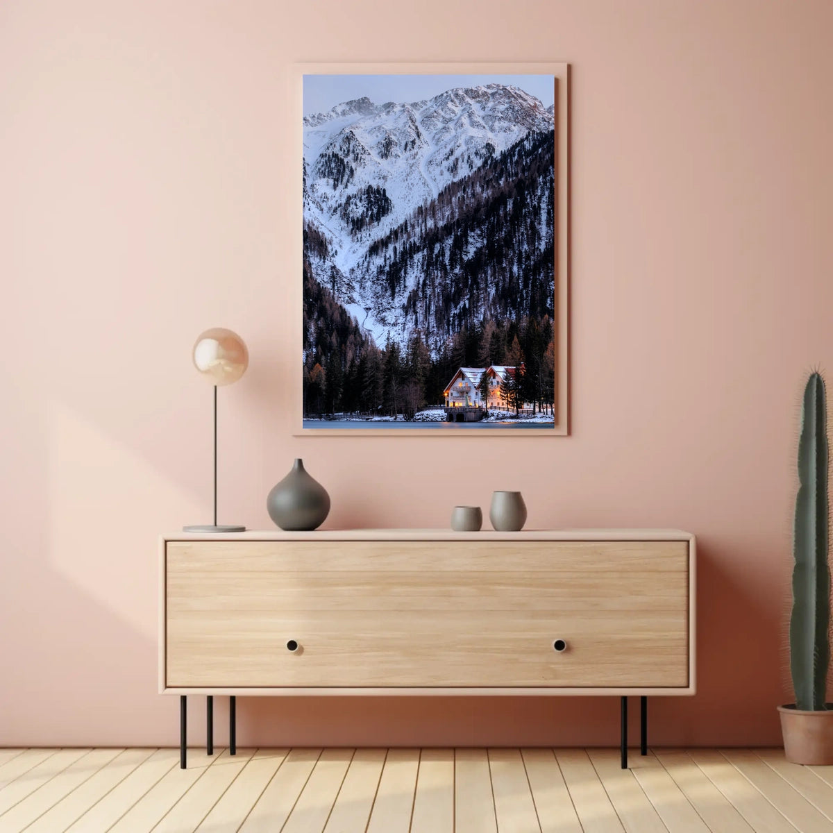 Serene Snowy Mountain Scene Winter National Park Poster