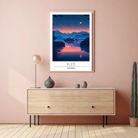 Lake Bled Serene Sunset Travel Poster