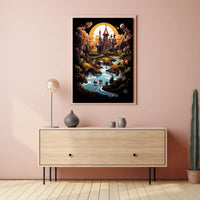 Enchanted Castle in Dreamlike Landscape Fantasy or Mythology Poster