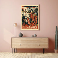 Mrs. Claus Knitting Scarves Poster