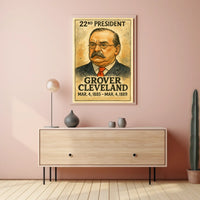 Grover Cleveland 22nd President of the United States Exaggerated Cartoon Sketch Poster