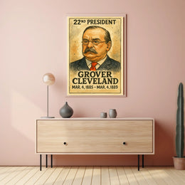 Grover Cleveland 22nd President of the United States Exaggerated Cartoon Sketch Poster