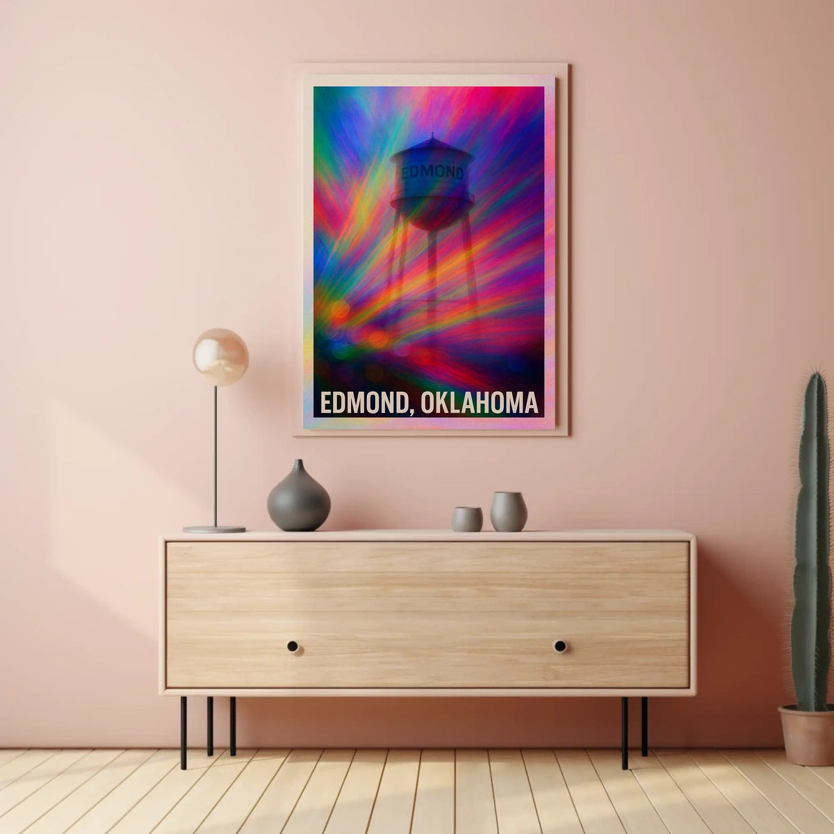 Edmond Oklahoma Water Tower Vibrant Pop Art Digital Painting Decor Lovers Wanderlust Poster