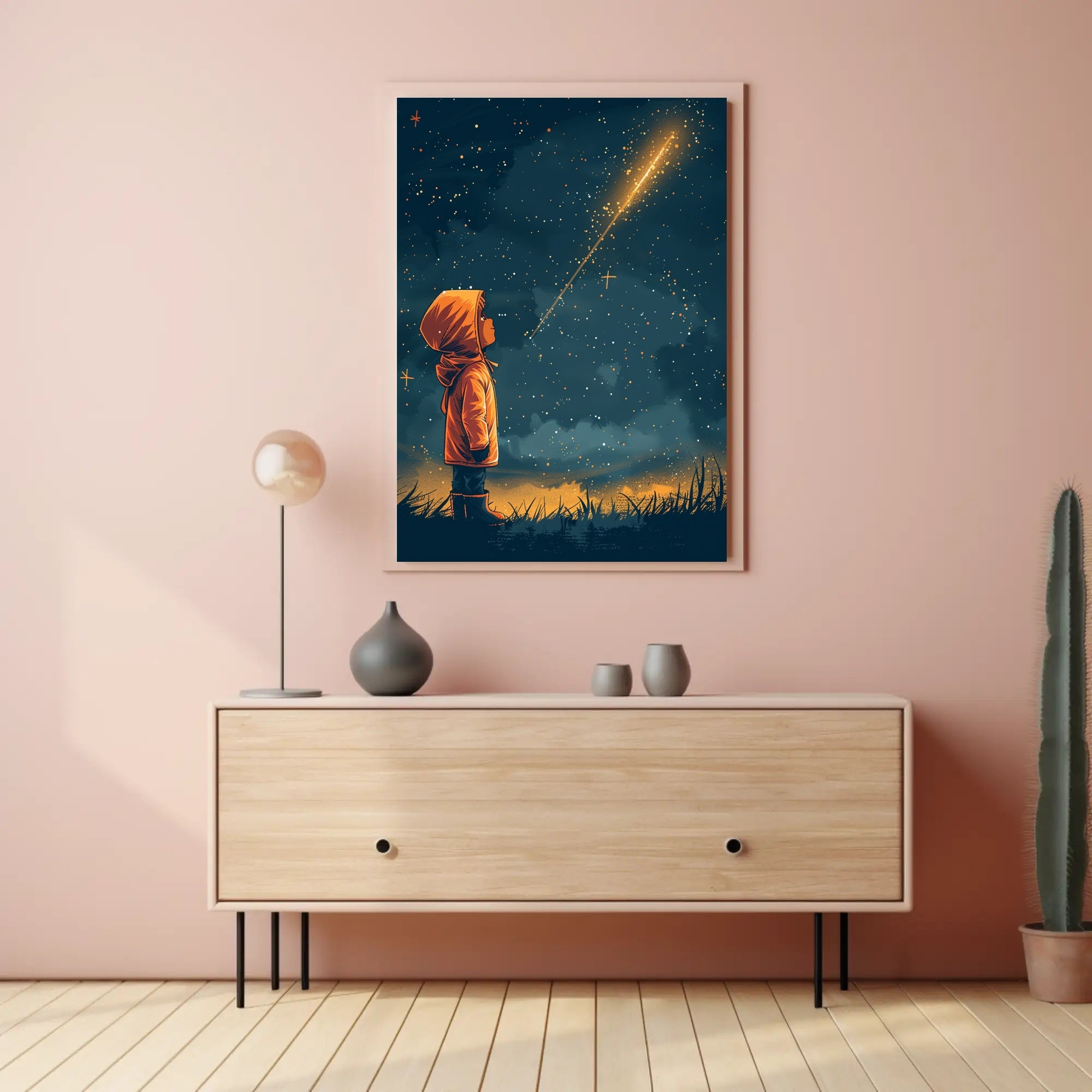 Dreamy Child Gazes at Stars Space or Astronomy Poster PosterGoat
