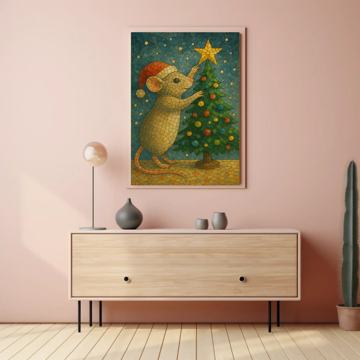 Holiday Mouse and Christmas Tree Poster