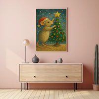 Holiday Mouse and Christmas Tree Poster