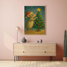 Holiday Mouse and Christmas Tree Poster