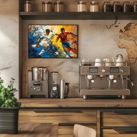 Dynamic Soccer Match Abstract Art Poster Print