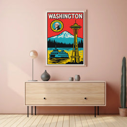 Washington State Landmarks Poster PosterGoat