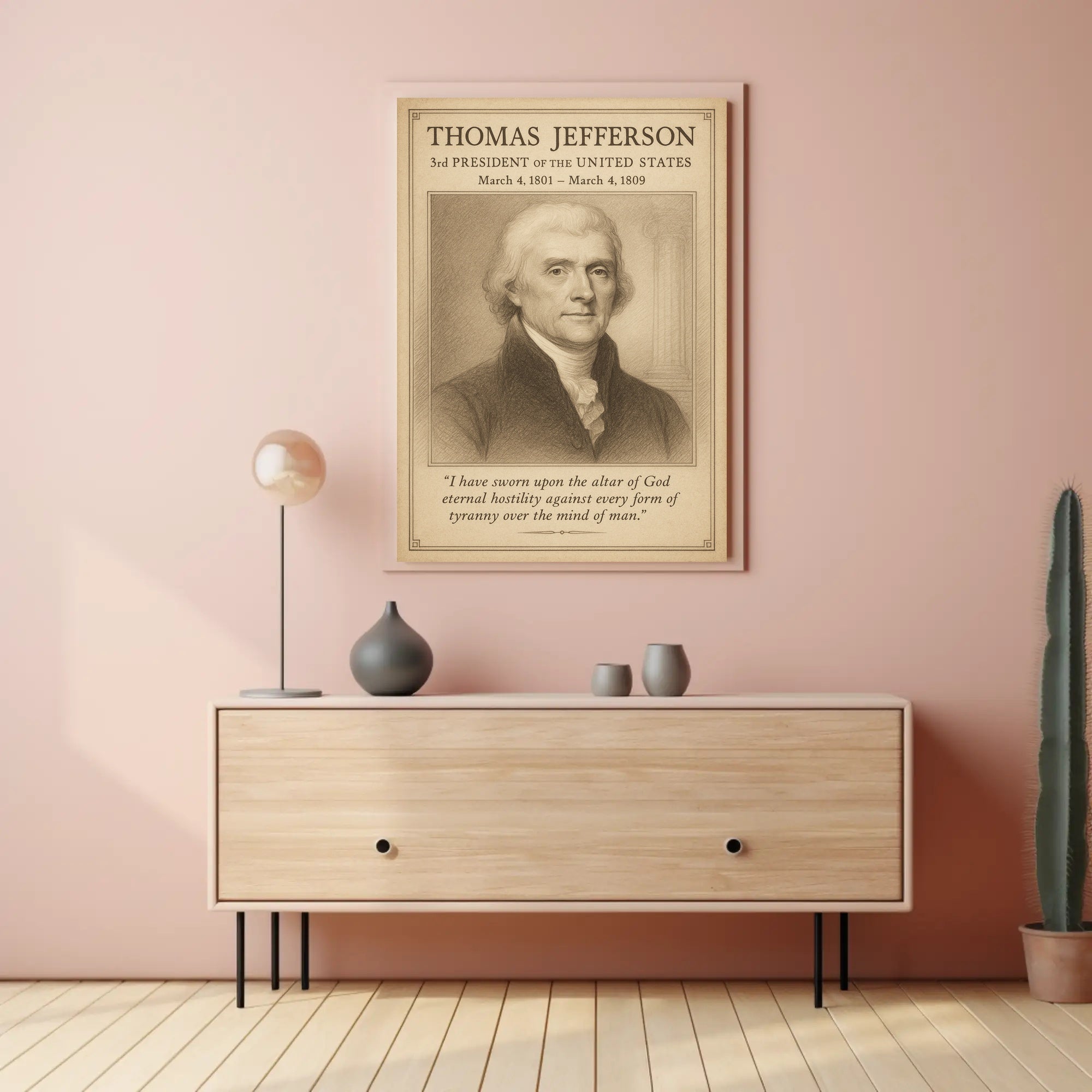 Thomas Jefferson 3rd President Sketch Poster Art Print Decor PosterGoat