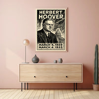 Herbert Hoover 31st President of the United States B & W Comic Sketch Poster