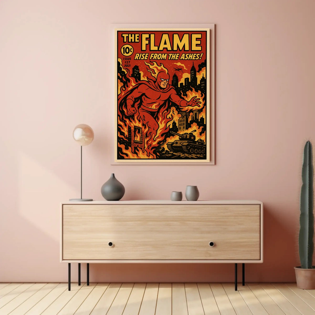 The Flame Comic Book Cover Retro Pop Culture Poster