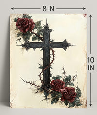 Gothic Cross And Roses Poster