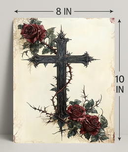 Gothic Cross And Roses Poster