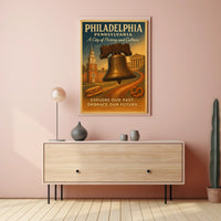 Philadelphia Vintage Travel Poster: Liberty Bell & Cuisine