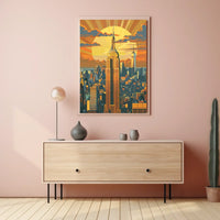 New York Skyline Retro Travel Poster Art Print