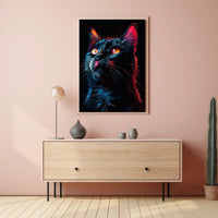 Neon Cat Portrait Poster