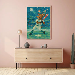 Reindeer At Bat Poster