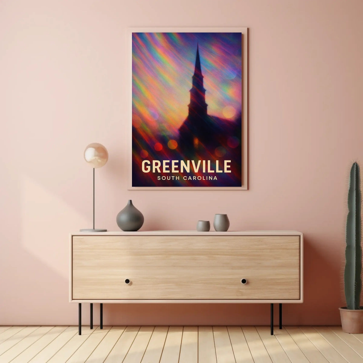 Greenville Skyline Digital Painting Wanderlust Poster