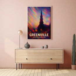 Greenville Skyline Digital Painting Wanderlust Poster
