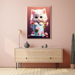 Kitten In A Teacup Poster PosterGoat