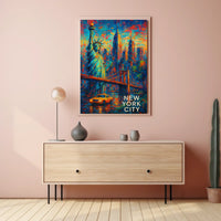 Iconic New York City Landmarks Poster Abstract Wall Art