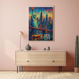 Iconic New York City Landmarks Poster Abstract Wall Art