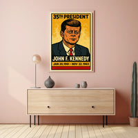 John F. Kennedy 35th President of the United States Inked Comic Style Poster