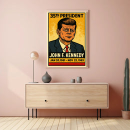 John F. Kennedy 35th President of the United States Inked Comic Style Poster