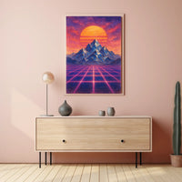 Retro-Futuristic Synthwave Landscape Poster
